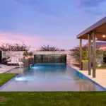 Backyard design with rain curtain, Jesus steps and baja steps.
