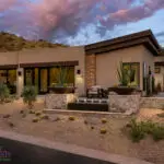 Custom front yard design with water fountain, wok planters and desert contemporary vibes.