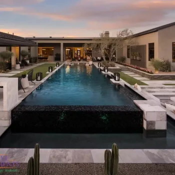 Sereno_Canyon_Sunburst_BKElevation_3445LOGO Backyard design with cacti and pool.