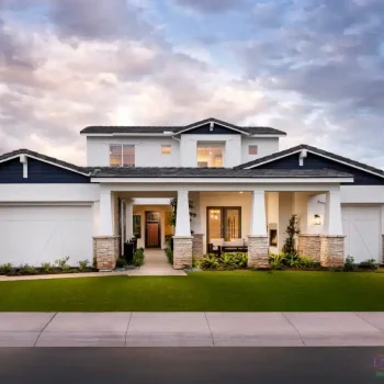 The Cloverdale (2) Custom front yard design with artificial turf, tree lighting and organized planting.