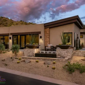 The Marden (6) Custom front yard design with water fountain, wok planters and desert contemporary vibes.