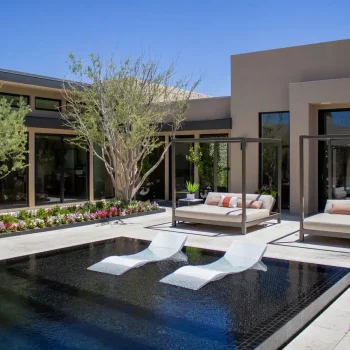 cavallo (5) Custom backyard design with large baja step, cabanas and organized planting.